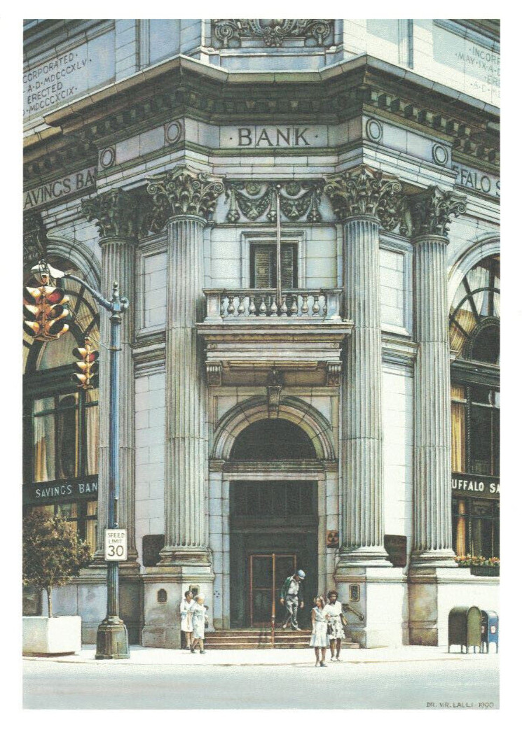 Buffalo Savings Bank (NY) Watercolor Print 1990 Dr Roger Lalli 8.5″ x 11″