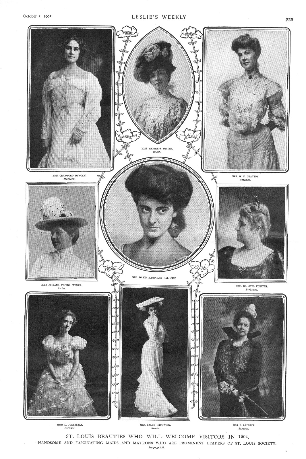 St. Louis Beauties Who will welcome Visitors at 1904 World’s Fair – 1902