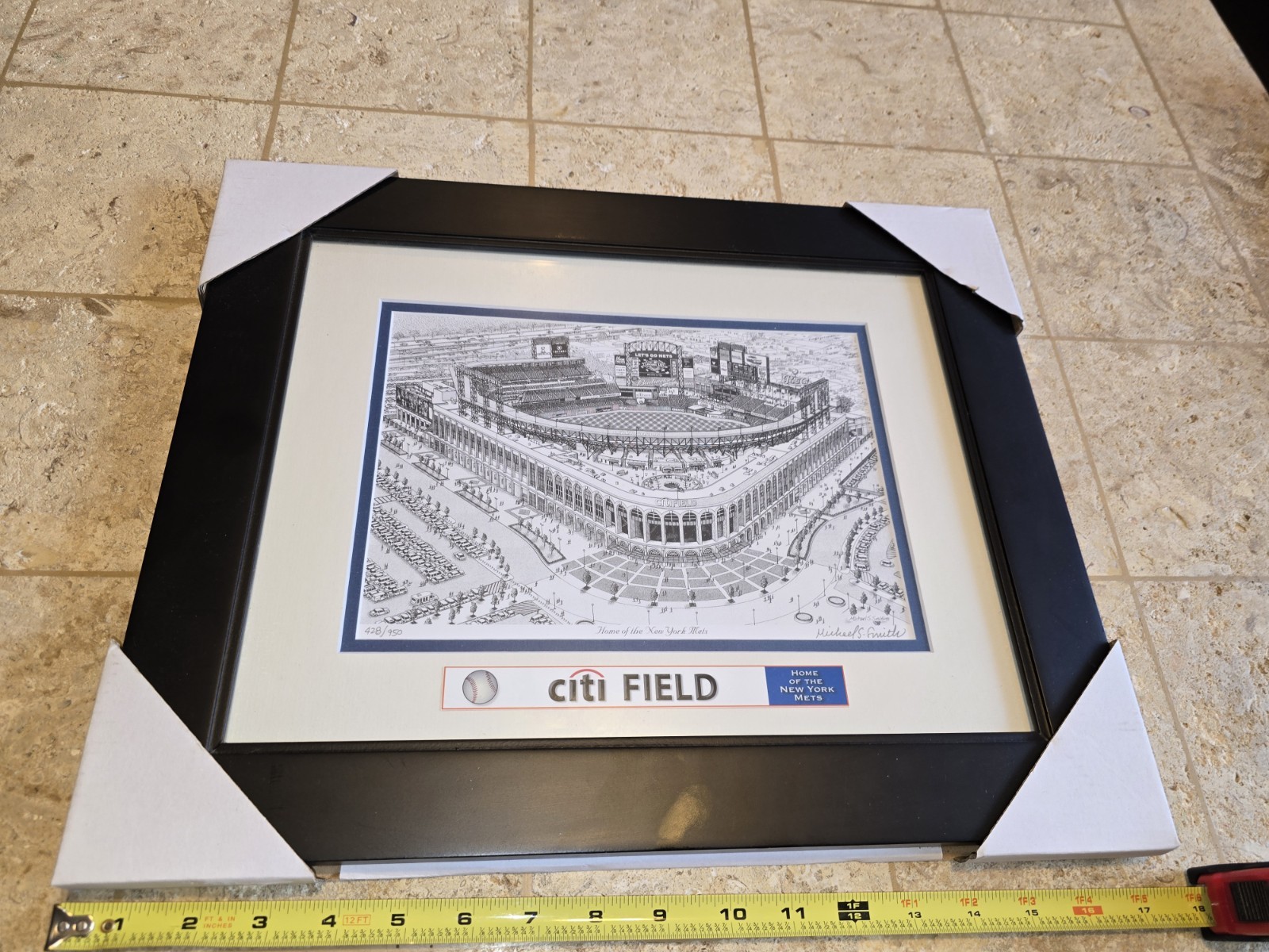 Michael S Smith NEW YORK METS Citi Field Hand Drawn FRAMED ART #/950 Queens Mr