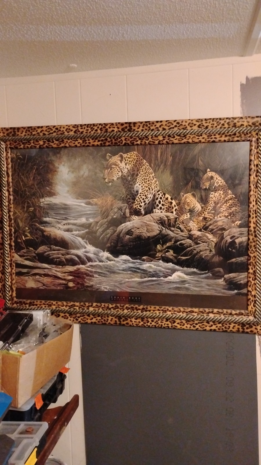 Craig Bone Watchful Eye Framed Leopard Art Print Realism Landscape 30″ x 42″