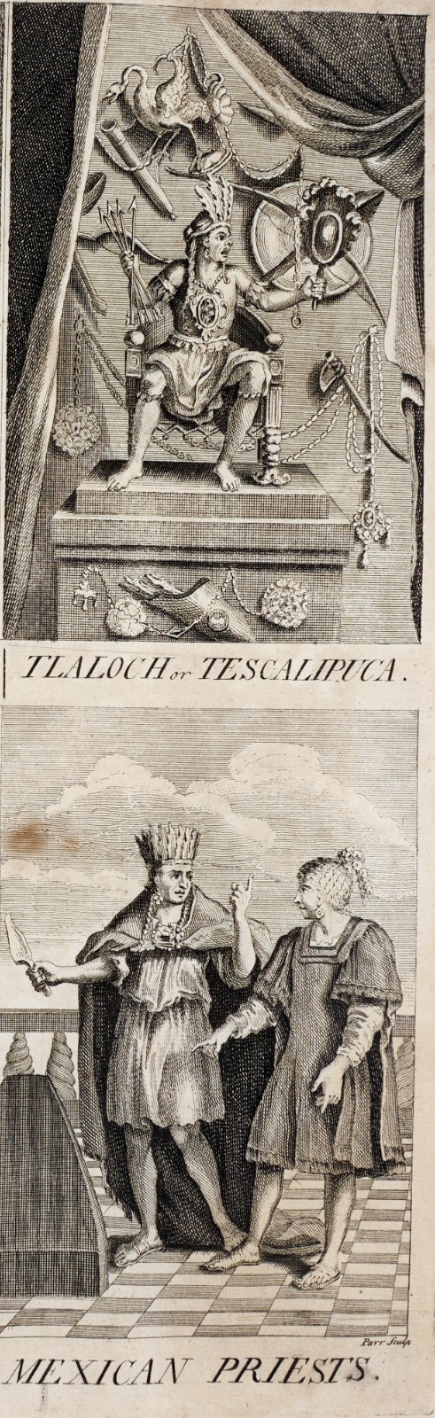 1712 Religious Customs Various Nations Mexican Priests Aztec Gods Engraving