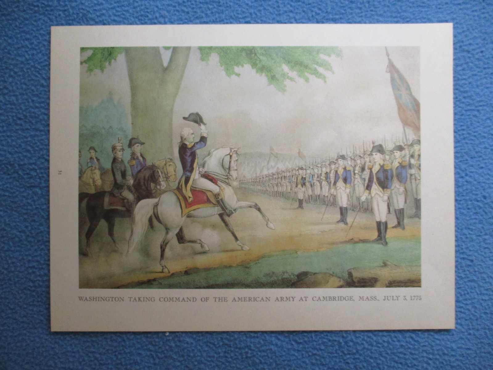 Currier & Ives Revolutionary War Print – “Washington Taking Command of Army”