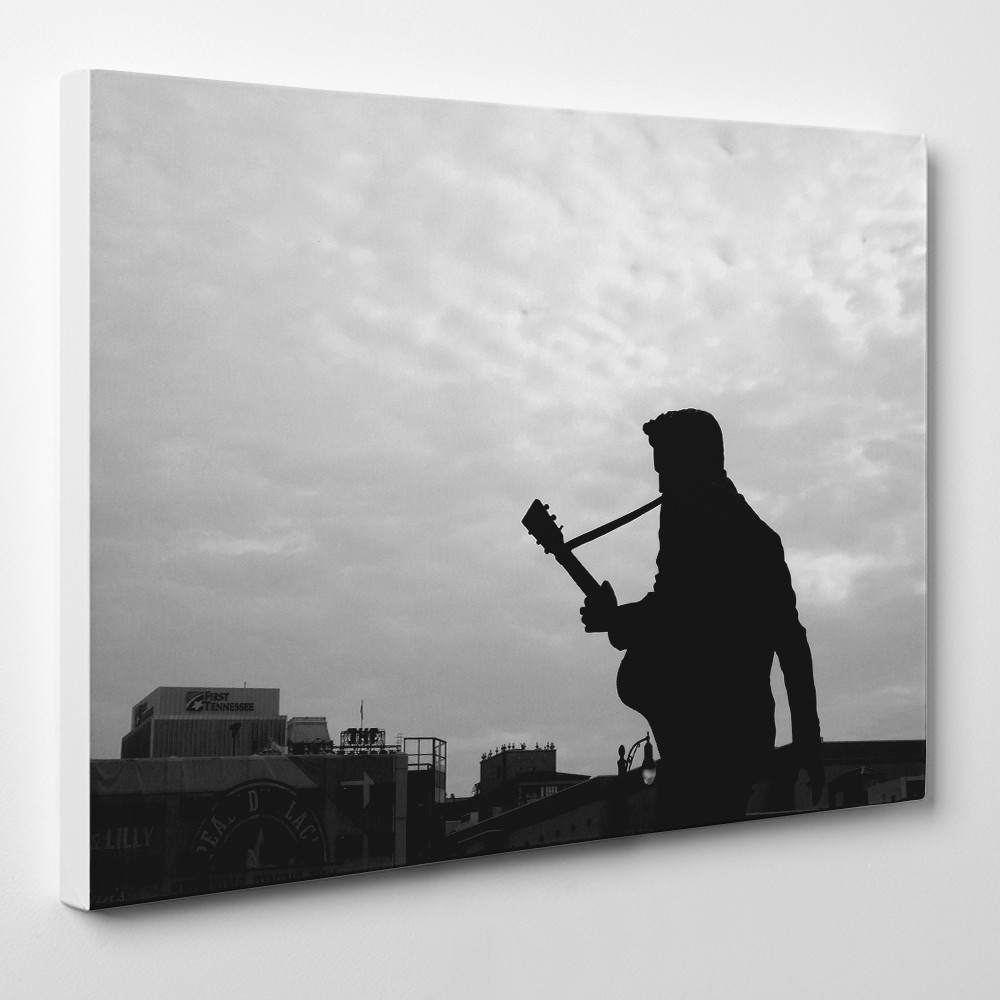 Elvis in Downtown Memphis – Framed Canvas Art Print – Tennessee Rock Shadow