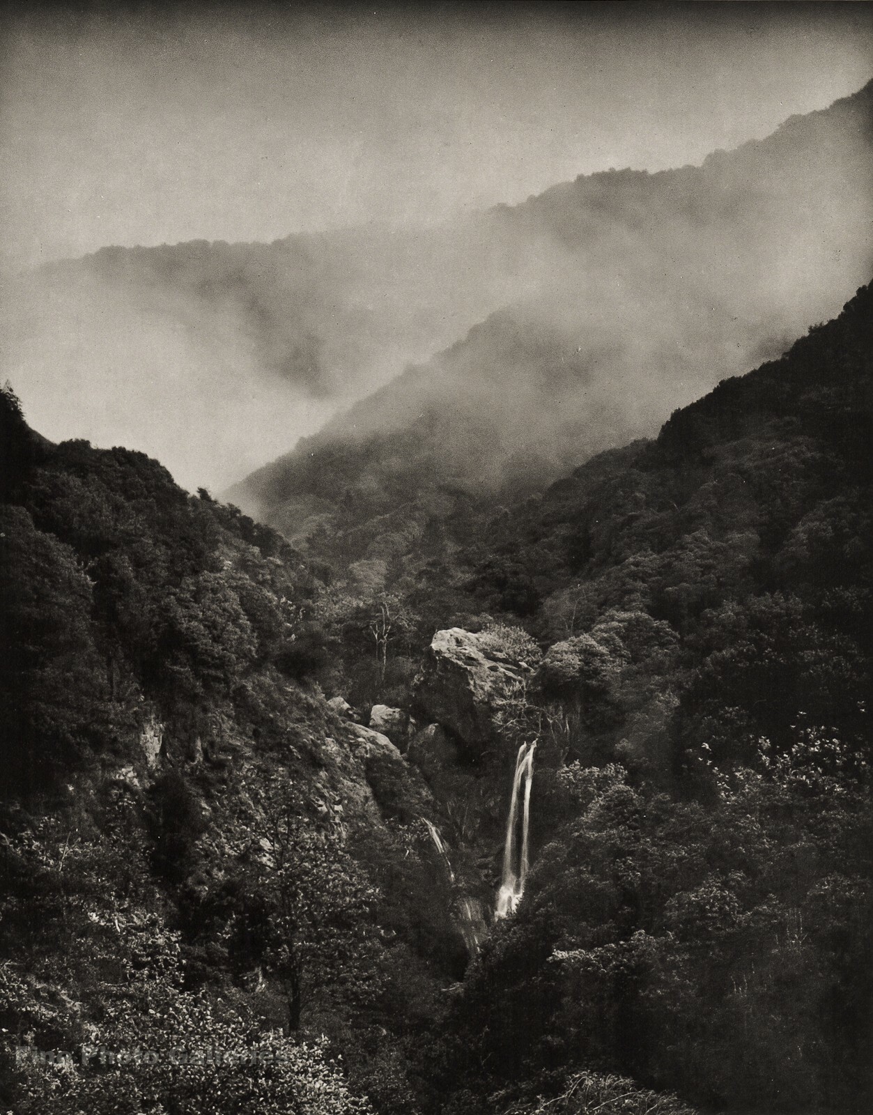 1964 Vintage STEVE CROUCH Waterfall Misty Fog Forest Landscape Photo Art 12X16
