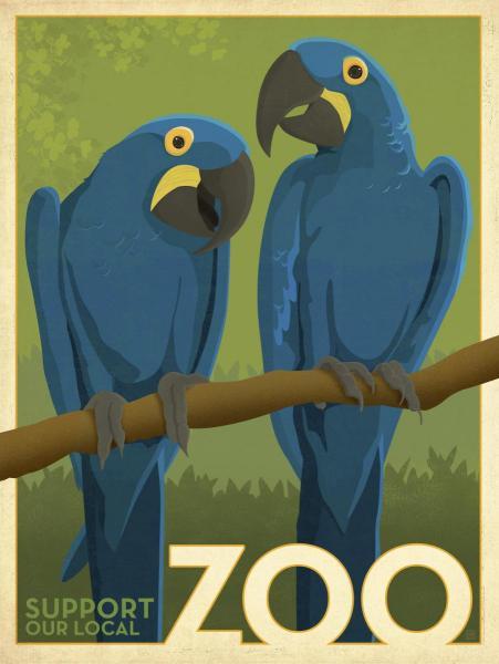 Maccaw, “Zoo Maccaw”, giclee open ed, Vintage Sign – 24×18