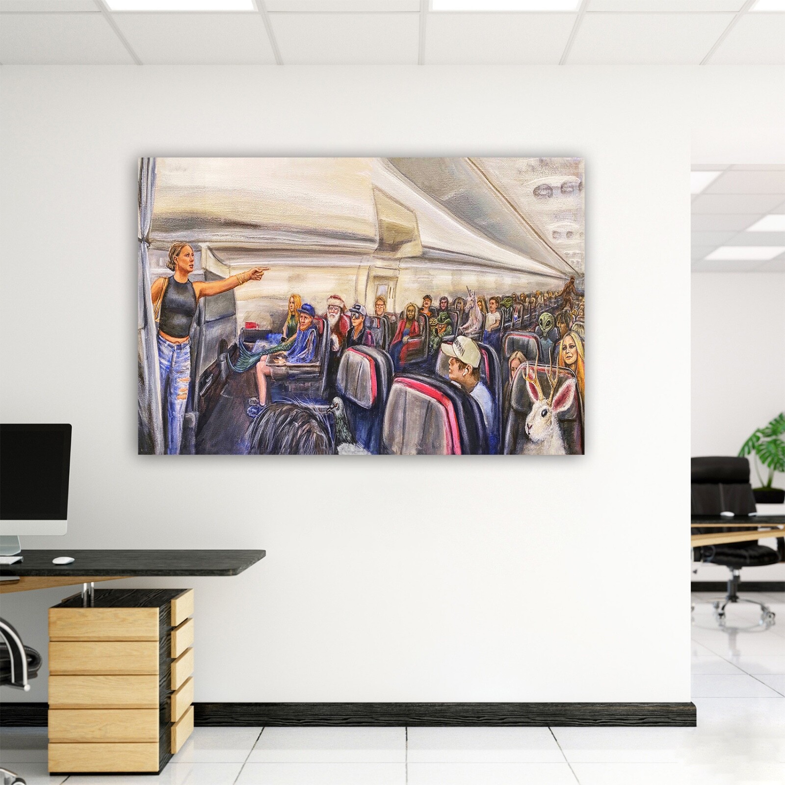Airplane Lady Freak Out That Mother Is Not Real Canvas Print High Quality Art