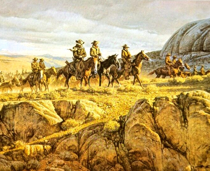 Frank McCarthy IN FROM THE ROUNDUP Western Frontier Art Bookplate Print 18