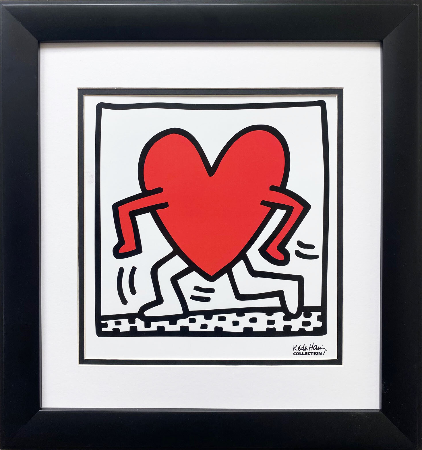 Keith Haring “KH04” (Running Heart) NEWLY CUSTOM FRAMED Art BRUCE McGAW Print