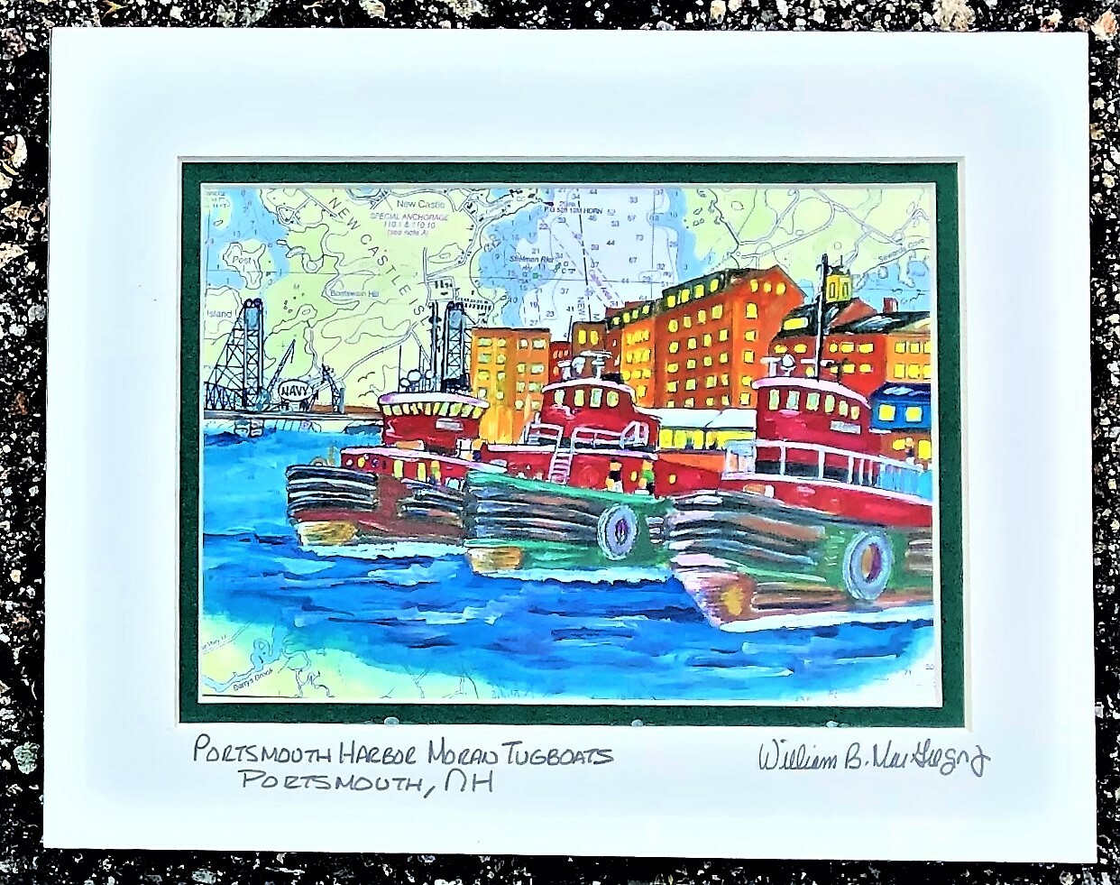 Moran Tugboat Portsmouth Harbor art print tug NH shipyard gift boat