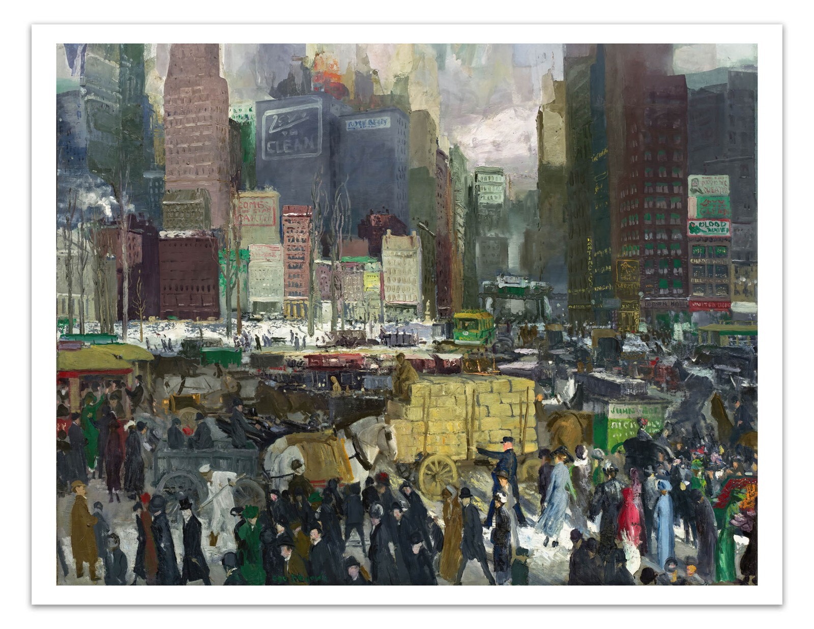 New York (1911) GEORGE BELLOWS Vintage Painting 17×22″ Premium Art Print