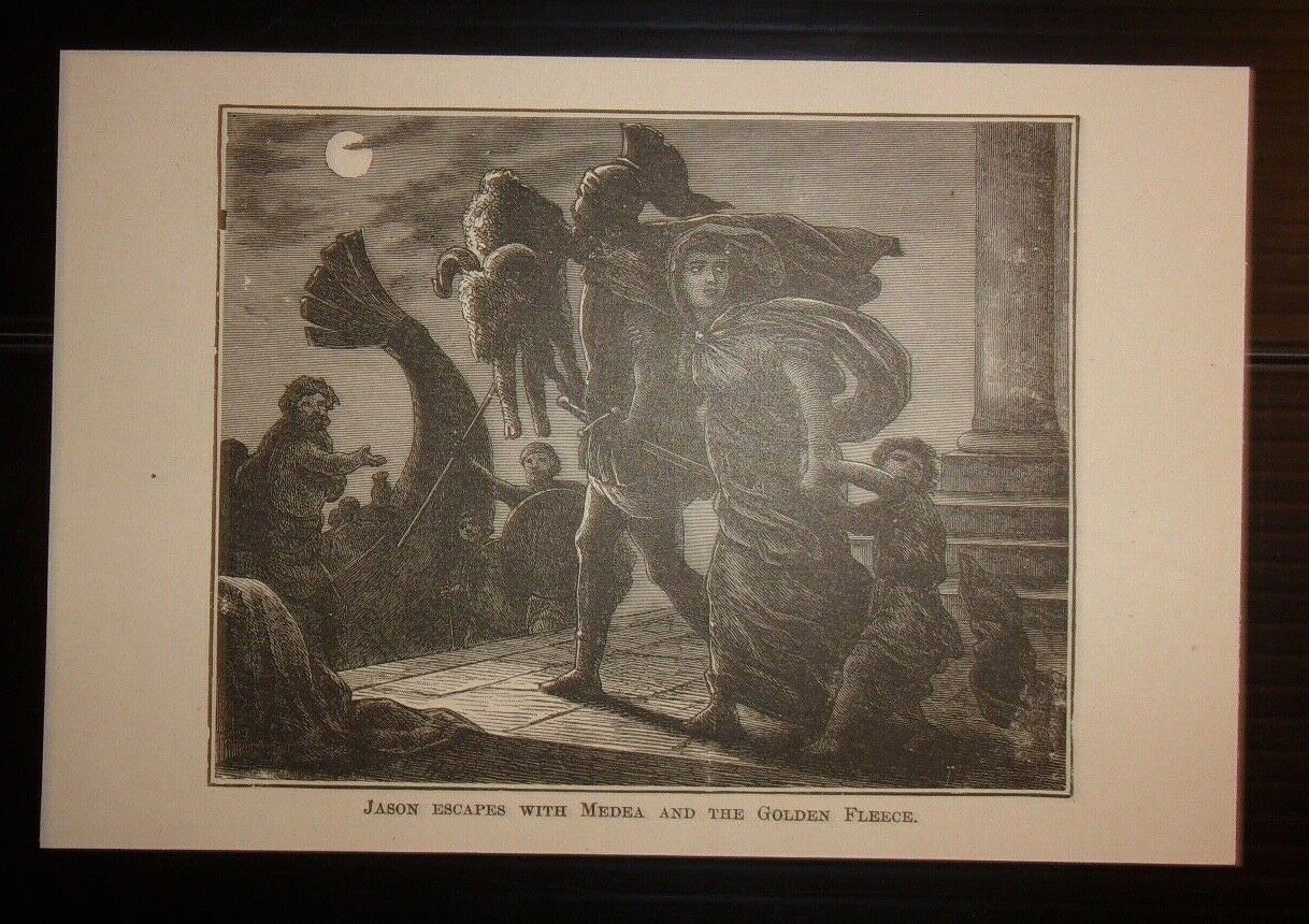 1880 Jason Escapes with Medea and the Golden Fleece (Print)
