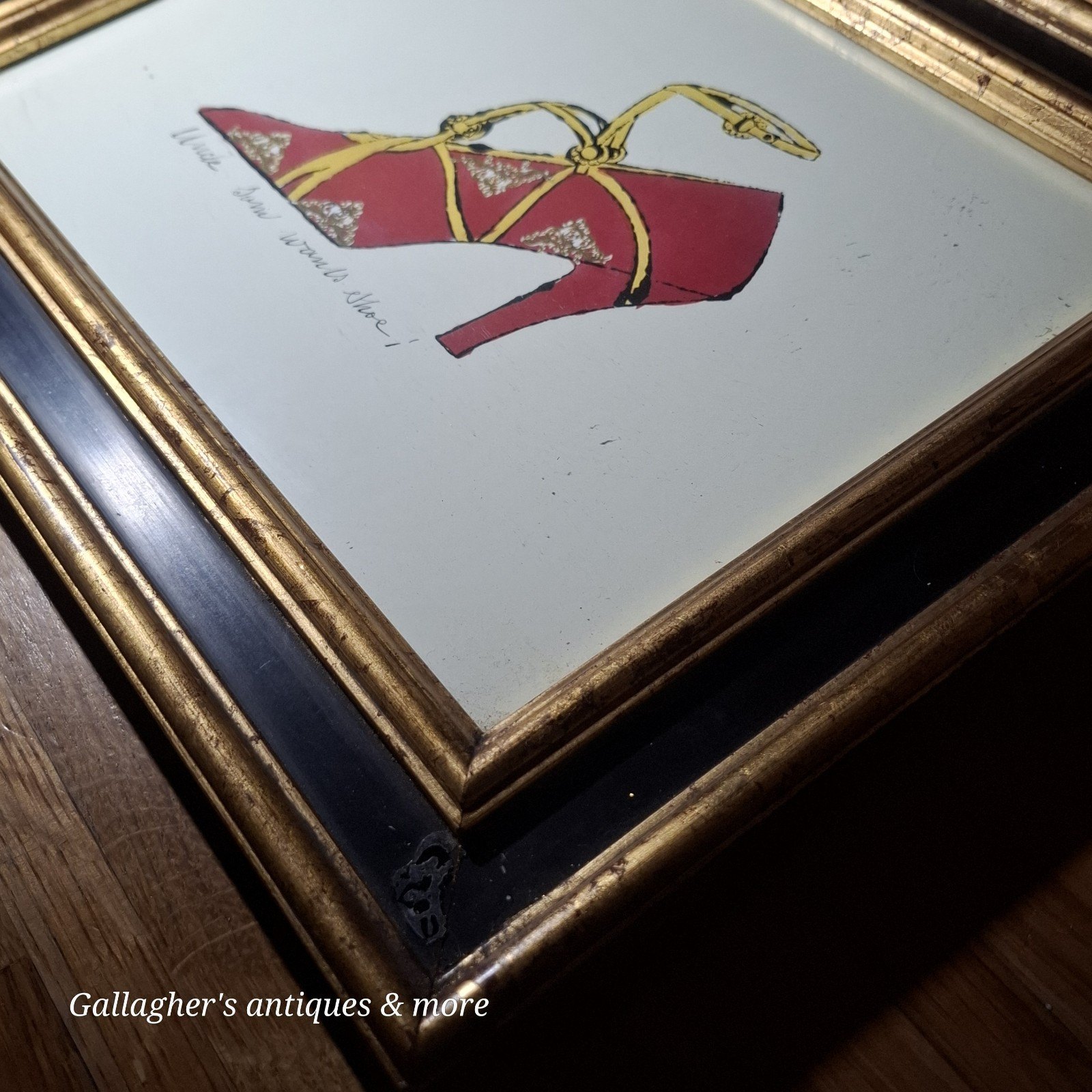 Lot Of 2 Andy Warhol Red High Heel Shoe Framed Prints