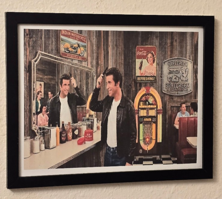 Fonzie, Brylcreem, Indian Motorcycle & Coca-Cola Framed Art Print, Vista Eagle