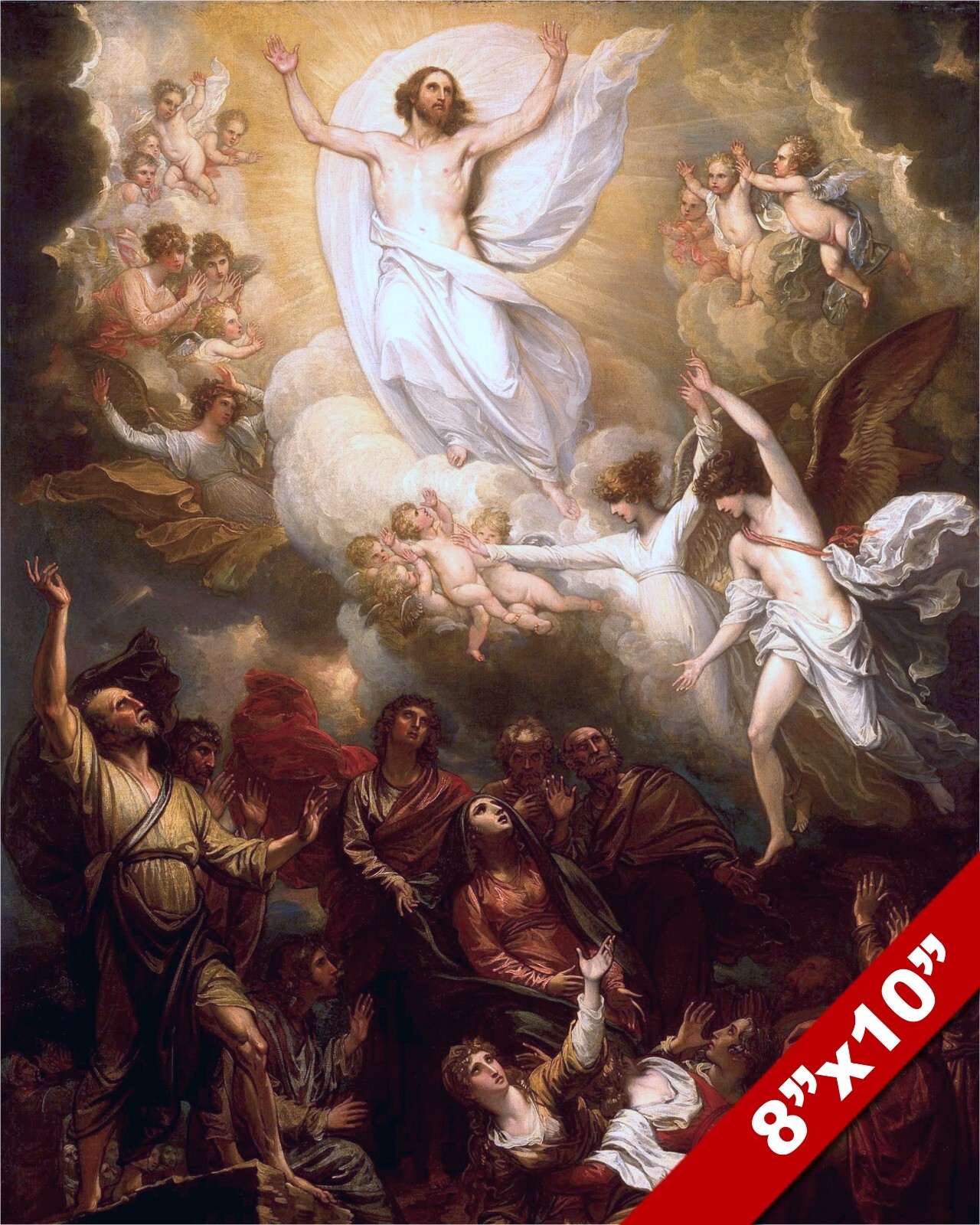 ASCENSION OF JESUS INTO HEAVEN PAINTING CHRISTIAN BIBLE ART REAL CANVAS PRINT