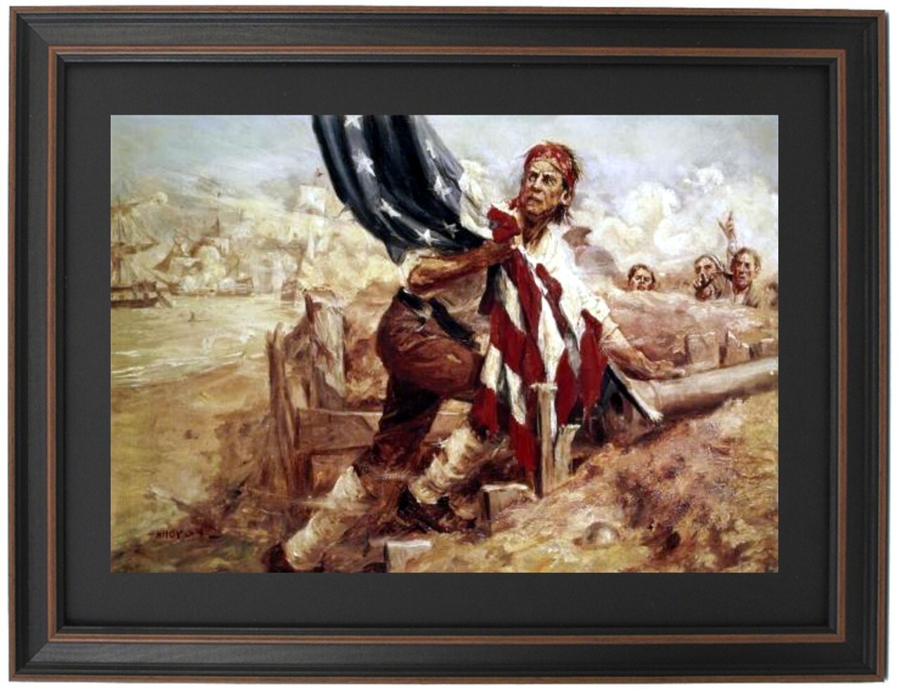Framed Sgt William Jasper Replacing the Flag by F.C. Yohn. Made In USA
