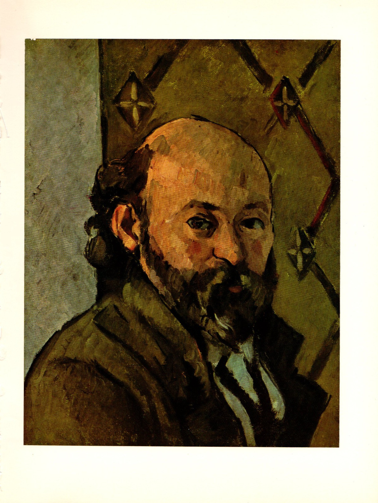 1963 Vintage CEZANNE “SELF PORTRAIT (1882)” COLOR offset Art Lithograph Print