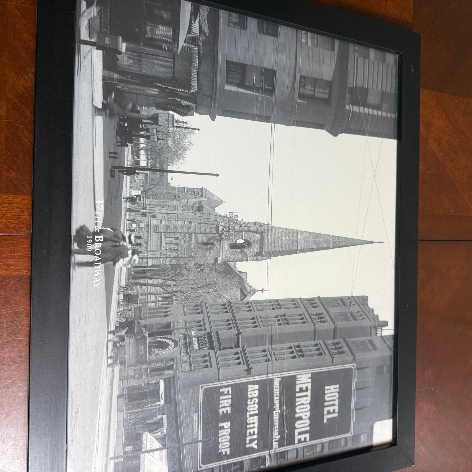 Vintage Denver Colorado Broadway 1909 Black White Framed Wall Art Prin