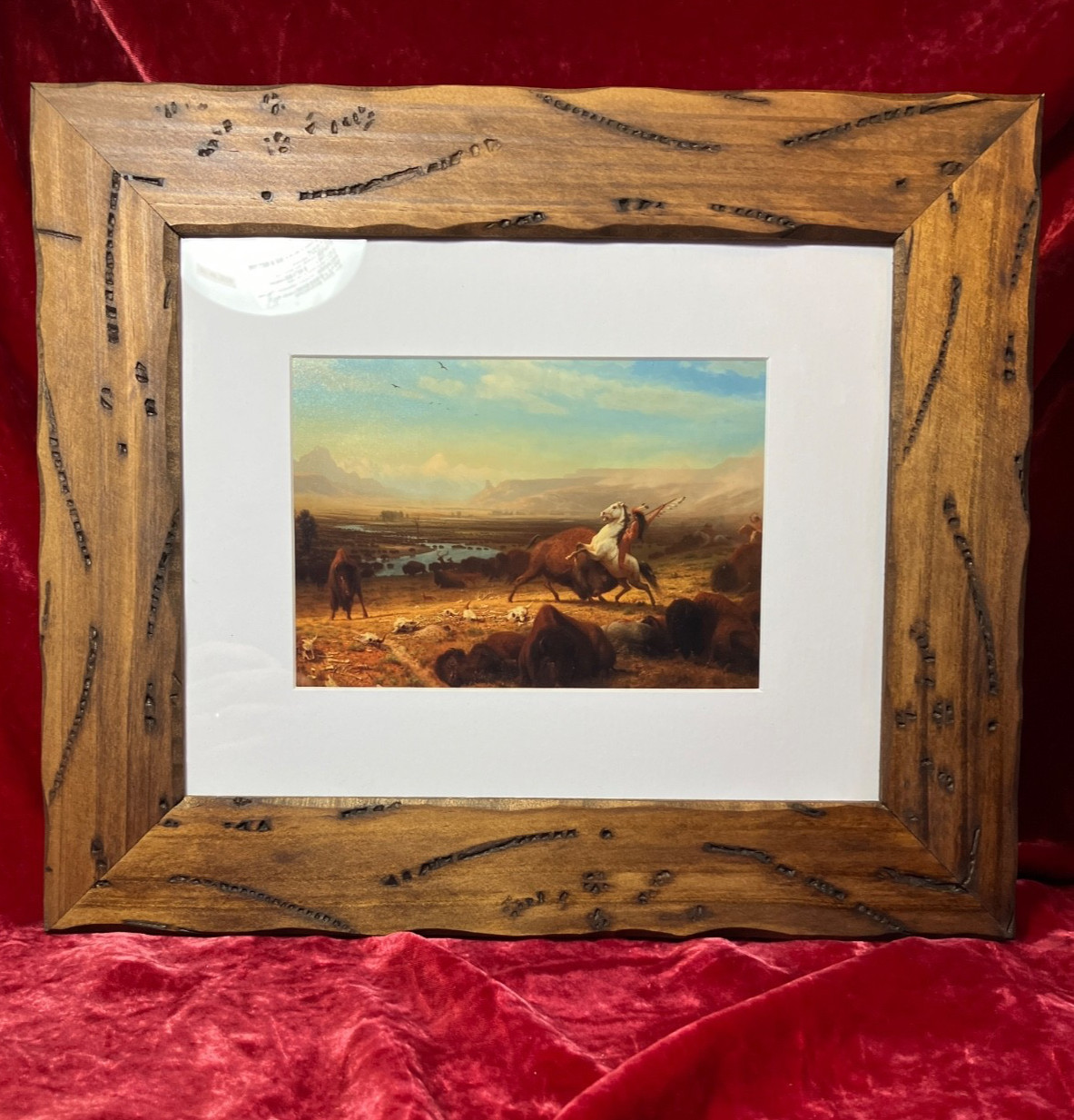 Last of the Buffalo Bierstadt Western Art Print American Indian Framed Matted