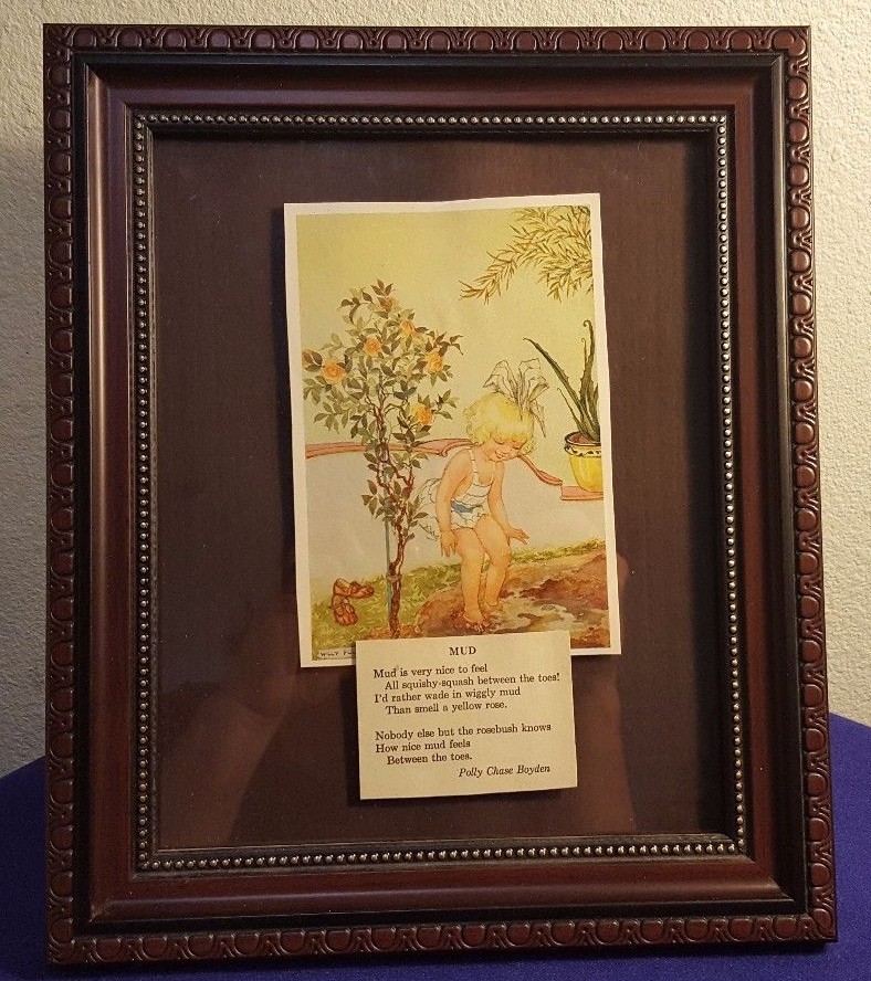 1934 Framed WILLY POGANY Book Plate MUD Art Print w Poem