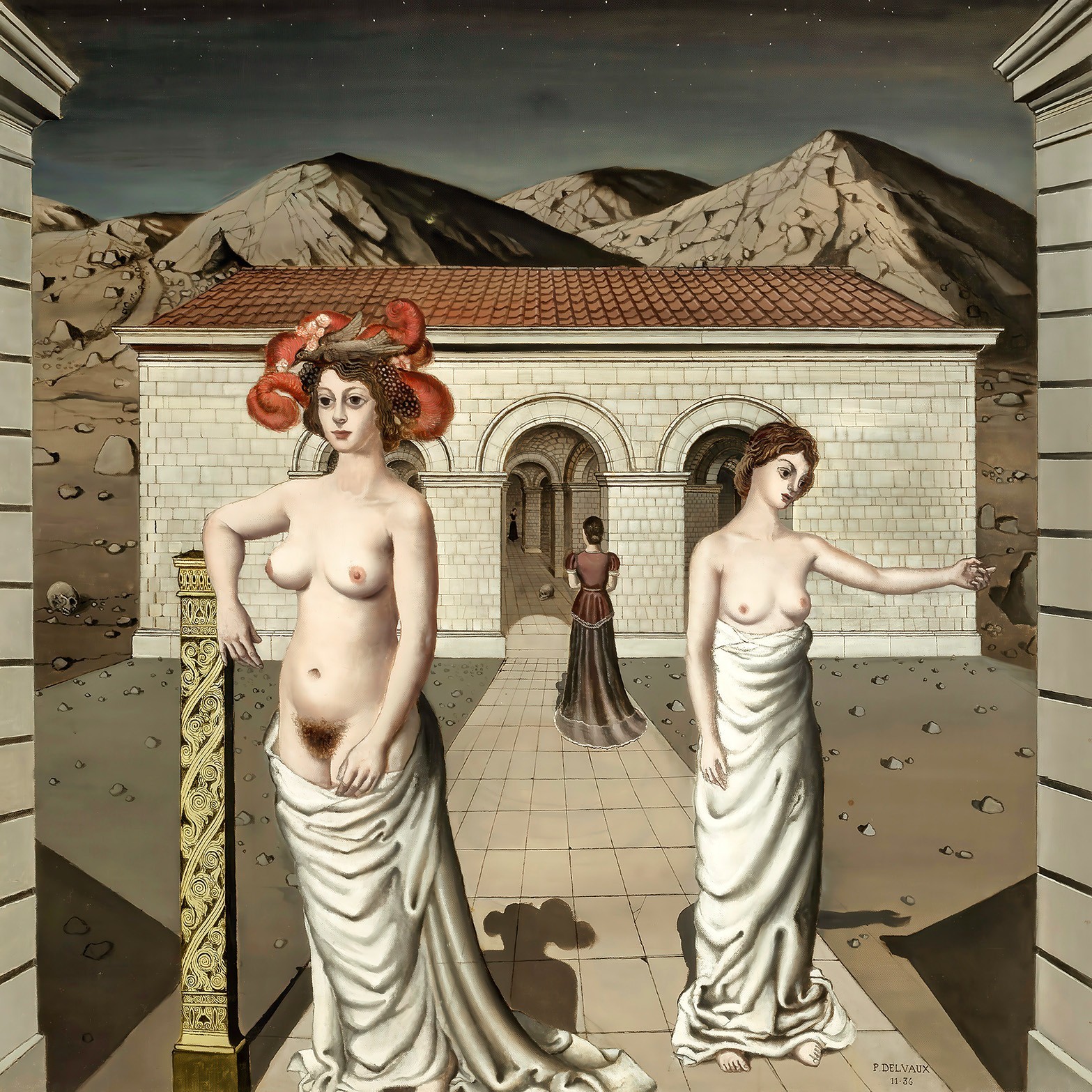 Paul Delvaux Les belles de nuit Art Canvas Print