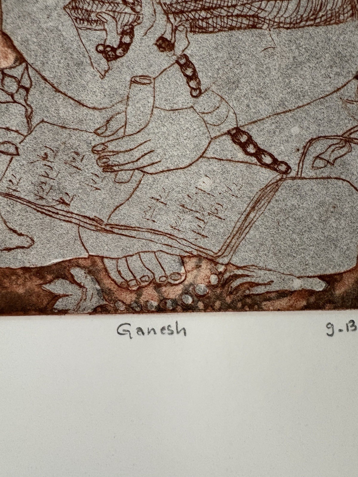 Gay Bawa Odmark “Ganesh” 2003 Etching Art 3/30 – 13 3/4” x 22 1/2” Signed