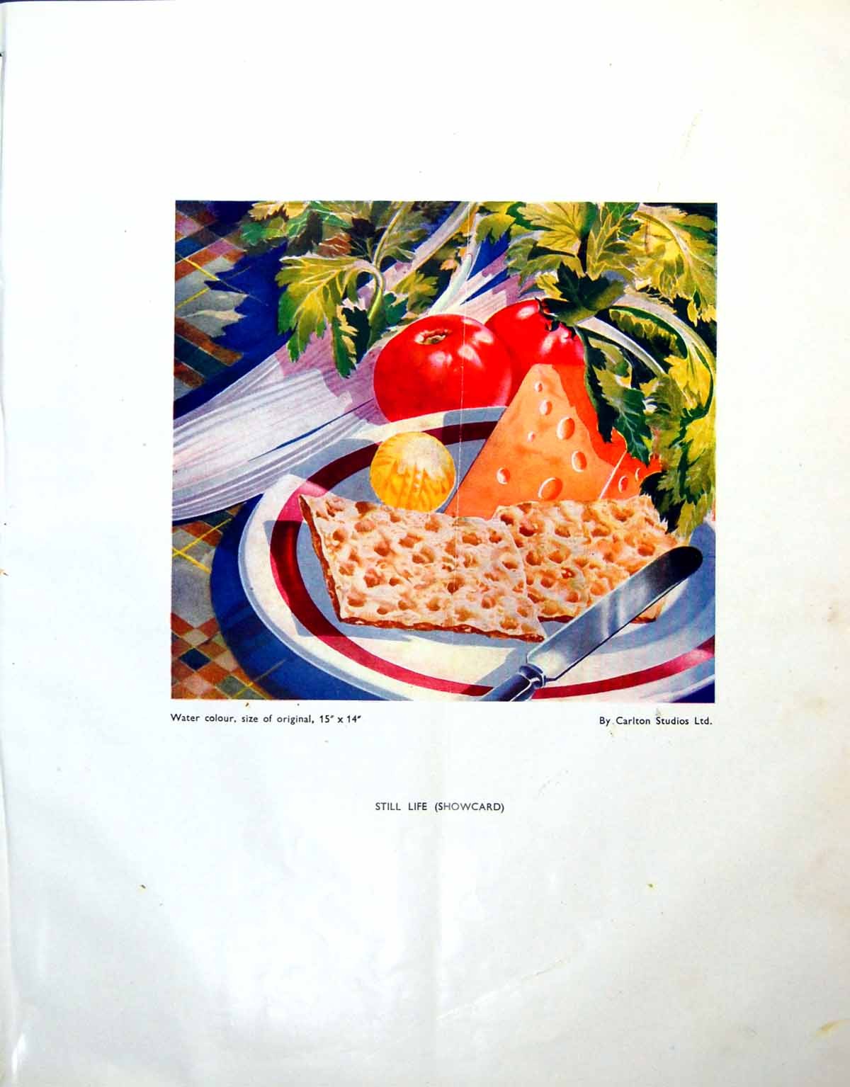 Old Still Life Showcard Cheese Crackers Gorilla Poker Cecil Orr 1946 20th