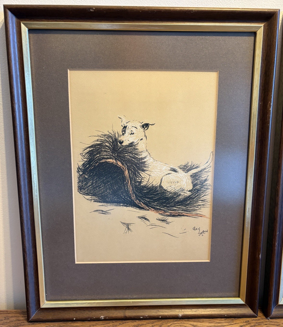 Vintage Cecil Aldin ‘A Dog Day’ Set Of 3 Prints Framed Medium 33x41cm Art Decor