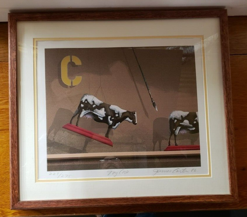 “Toy Cow” Limited Edition #229/275 Framed Matted Signed Print James Carter 1986