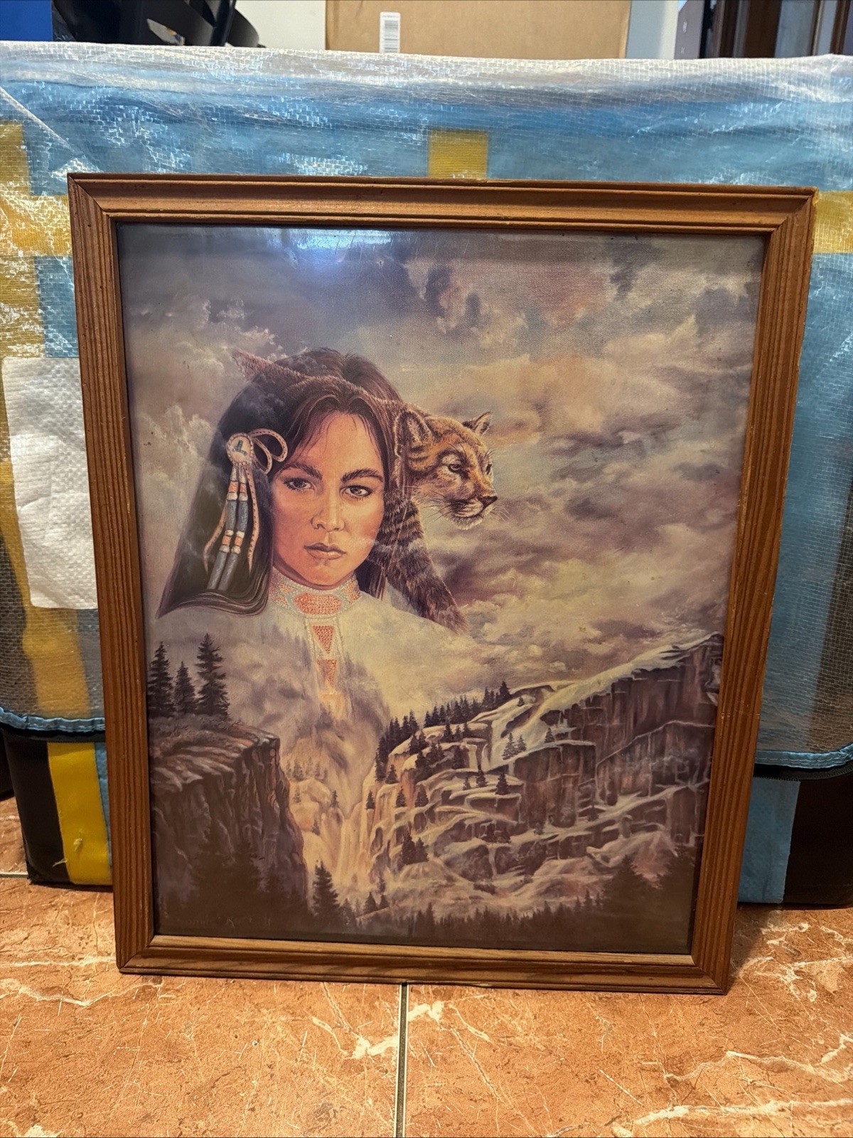 Framed Art Print – Big Cat Landscape, Portrait Orientation, Single Piece