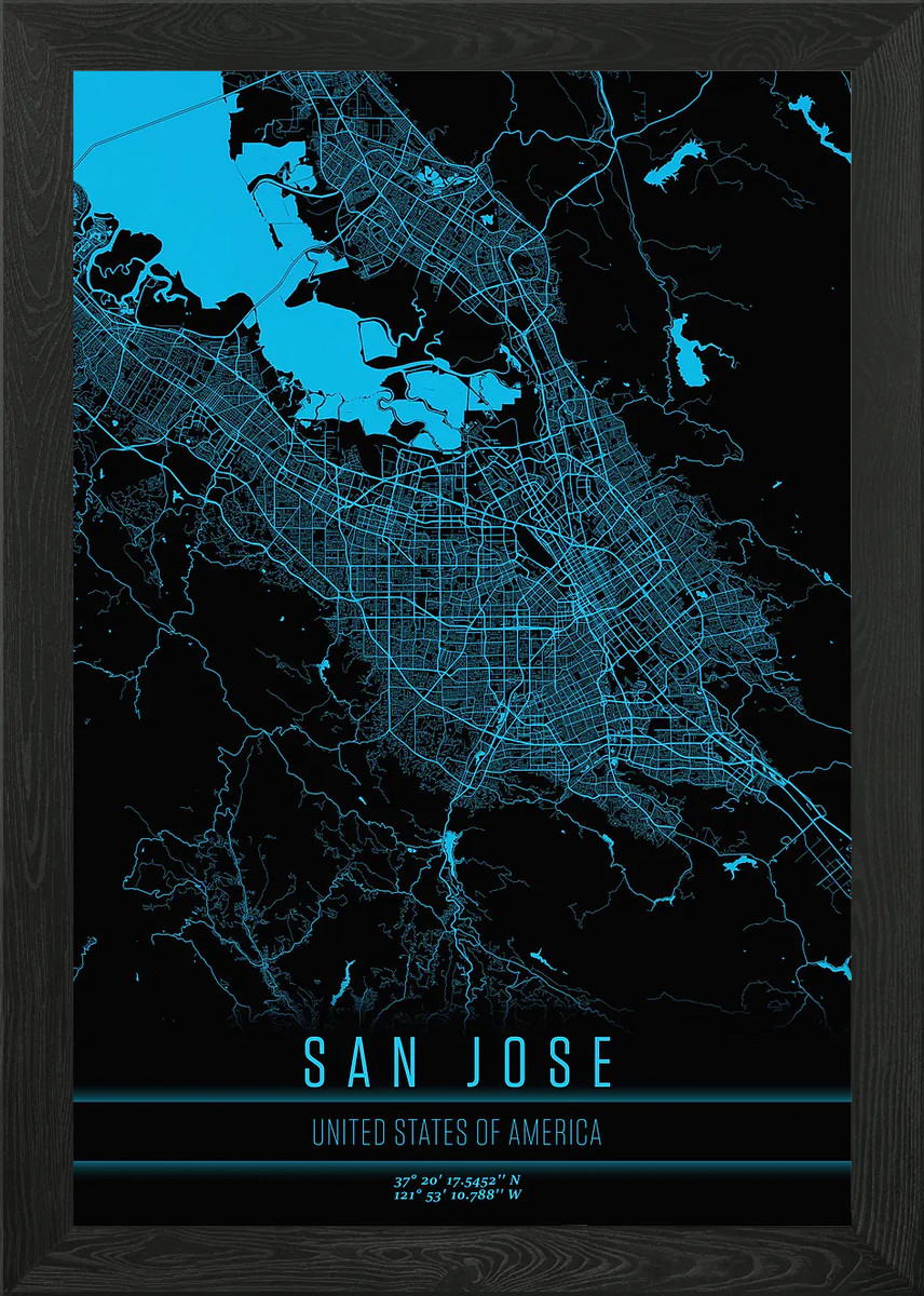 San Jose California USA Framed Wall Art Poster Canvas Print Picture