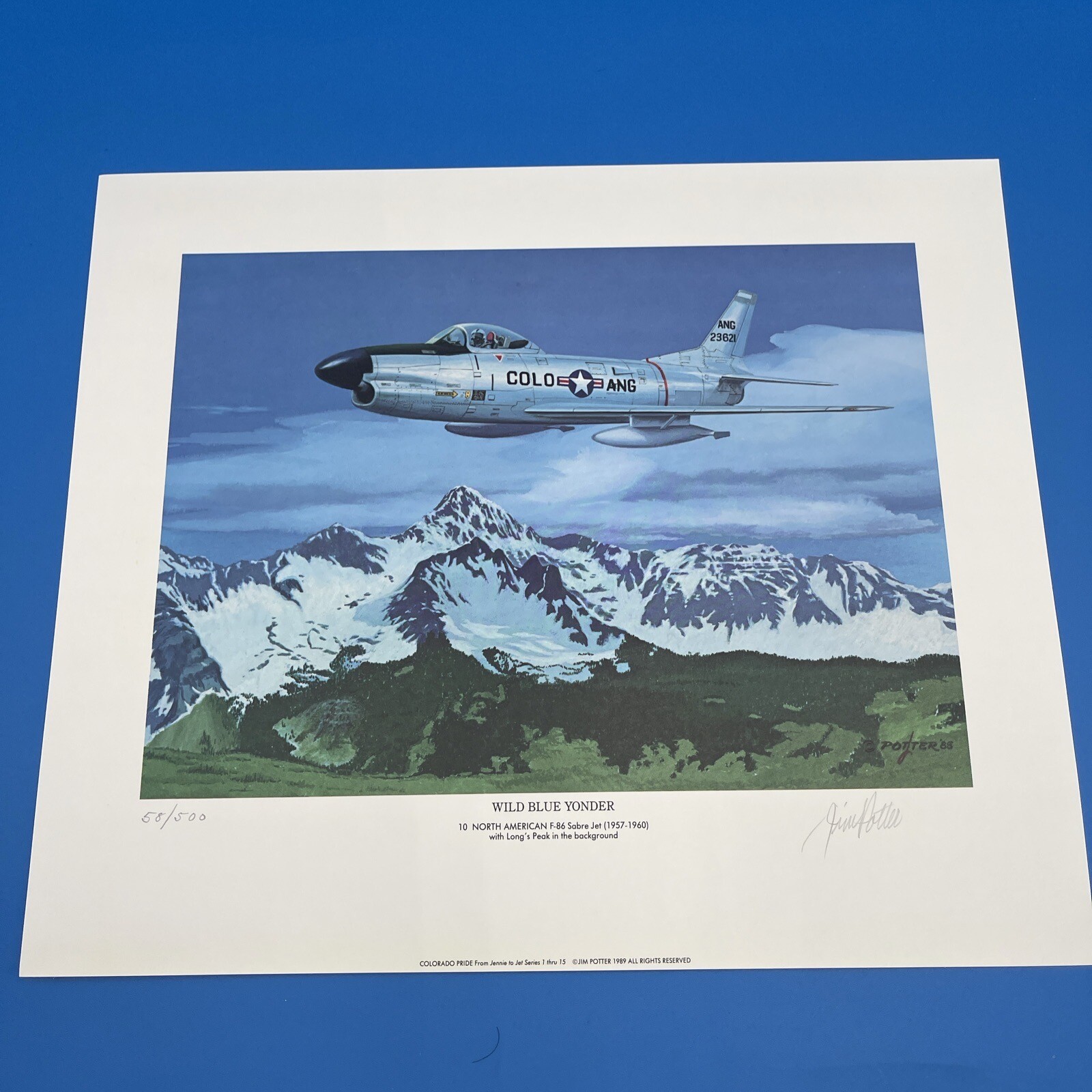 VINTAGE F-86 Sabre Print 58/500 #15 In Series ARTIST Jim Potter 88’ Signed