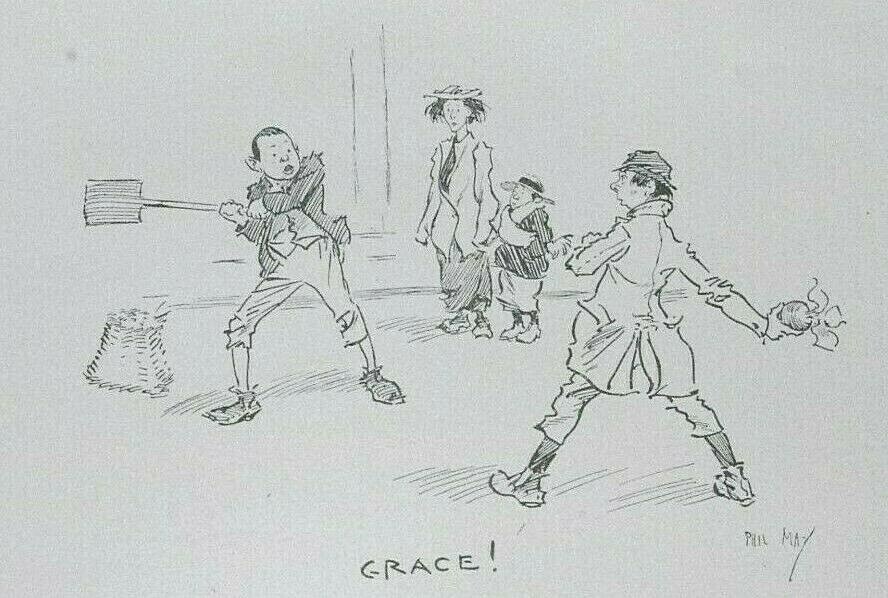 GRACE WC CRICKET PHIL MAY Litho Print of Cartoon C1903