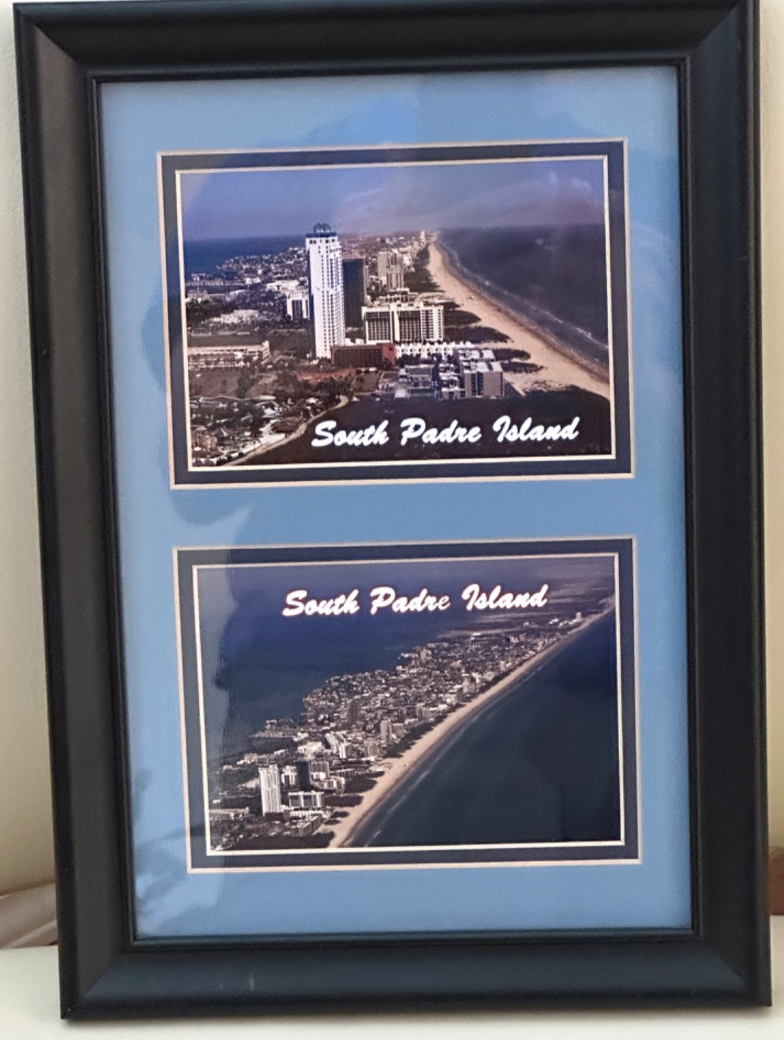 2-VINTAGE PHOTO/PRINT OF SOUTH PADRE ISLAND FRAMED AND MATTED 14.75″ X 9.75″