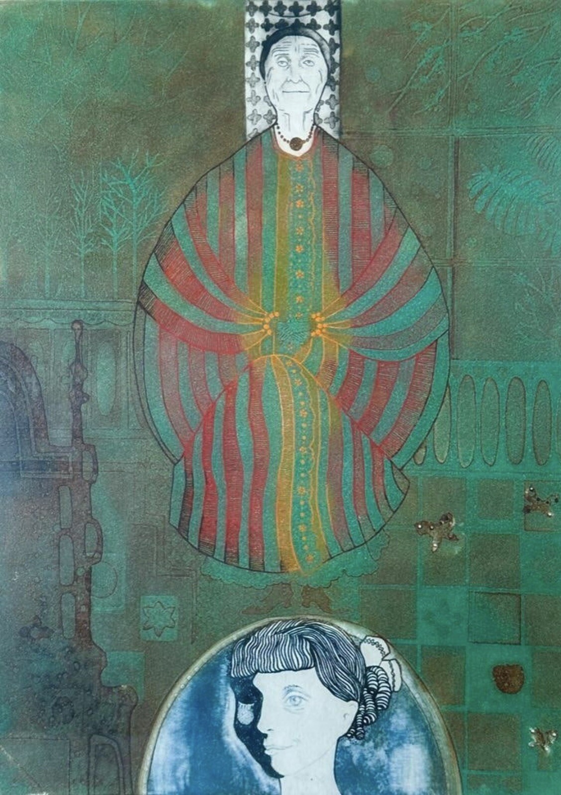 Leticia Tarrago Aquatint, “Grandmother”, Mexico