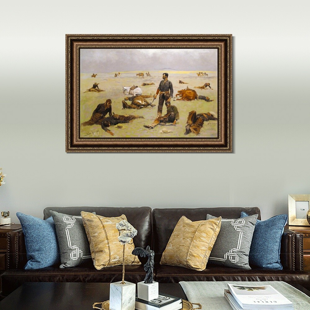 Framed Canvas Giclee Print What an Unbranded Cow Has Cost by Frederic Remington