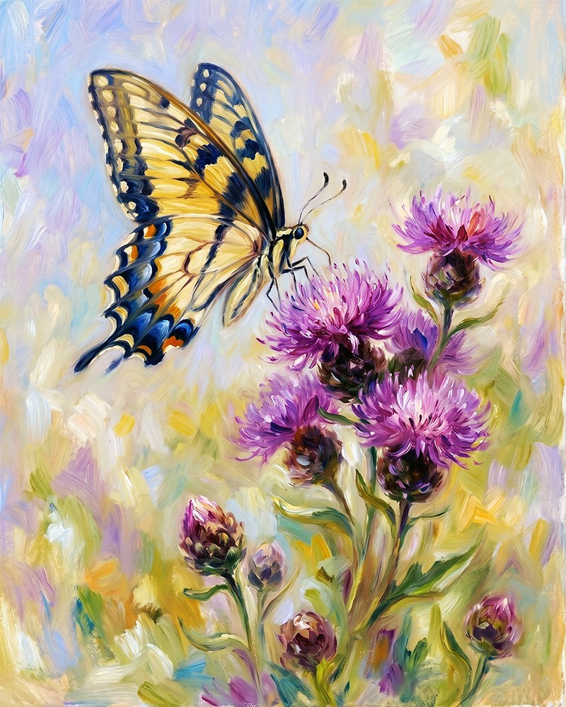 Wildlife Nature Art “Swallowtail Butterfly” oil art print. Free Shipping 0519