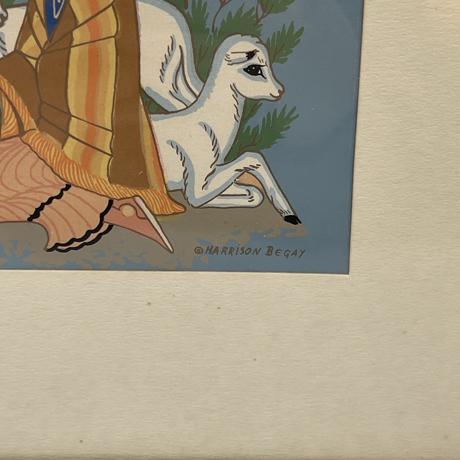 Vintage Harrison Begay Signed Maiden With Lamb Silked Screen Print Navajo Art