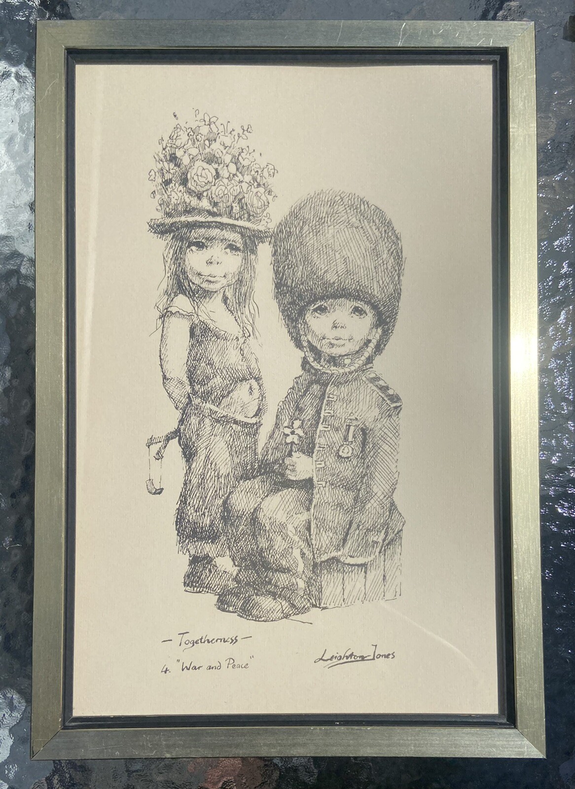 Leighton Jones Togetherness 4 War and Peace Lithograph Vintage Art Rare Framed