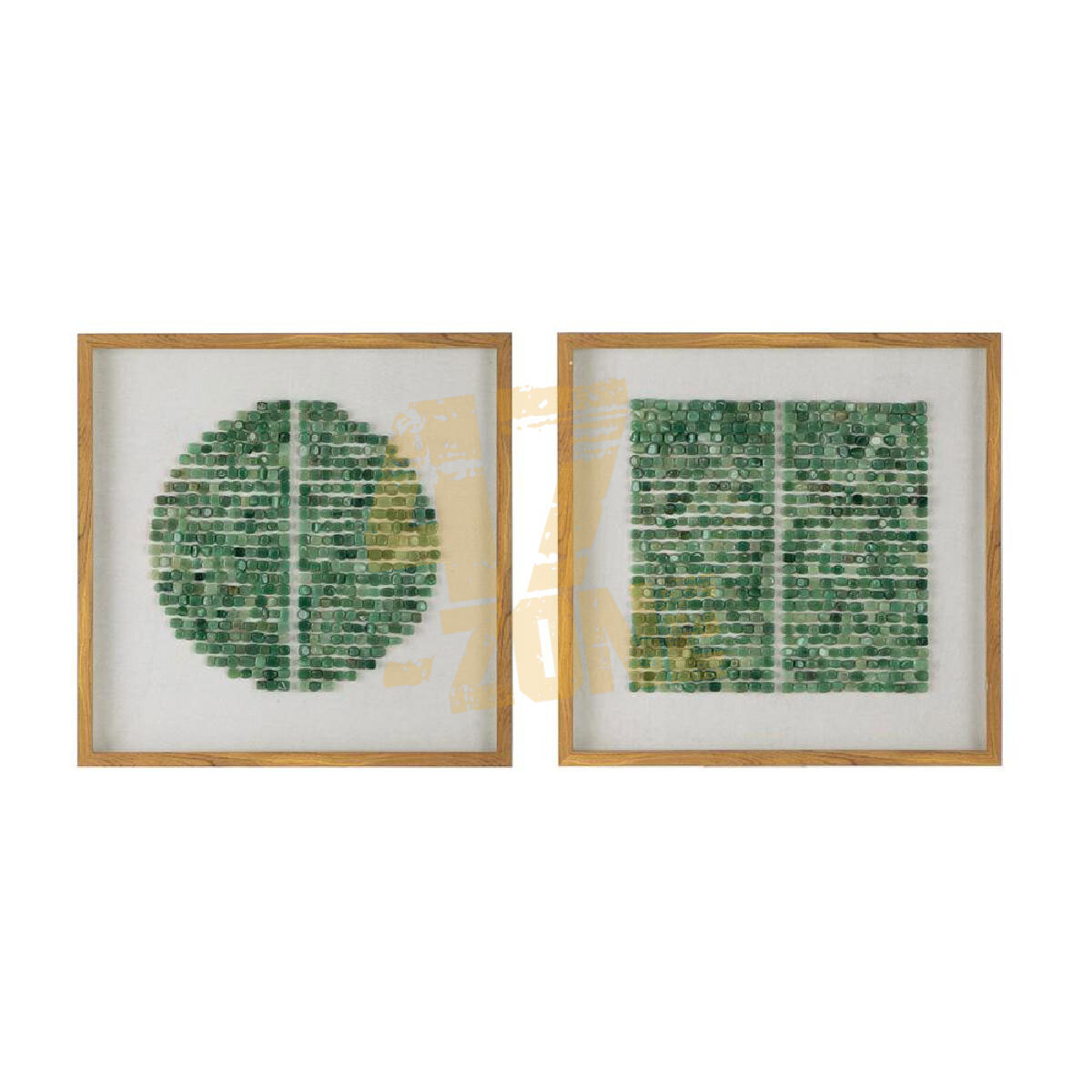 S/2 Elos Stone Shadow Boxes Wall Art Decor Green Ivory Indoor Outdoor Living