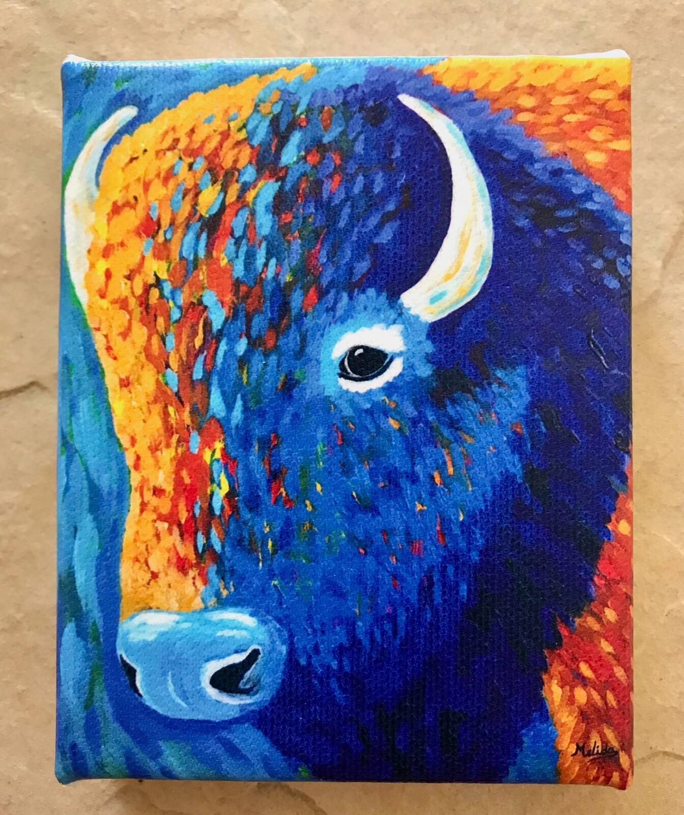 Bison Painting on Canvas Wild animal Buffalo for Wildlife lovers Mini Print
