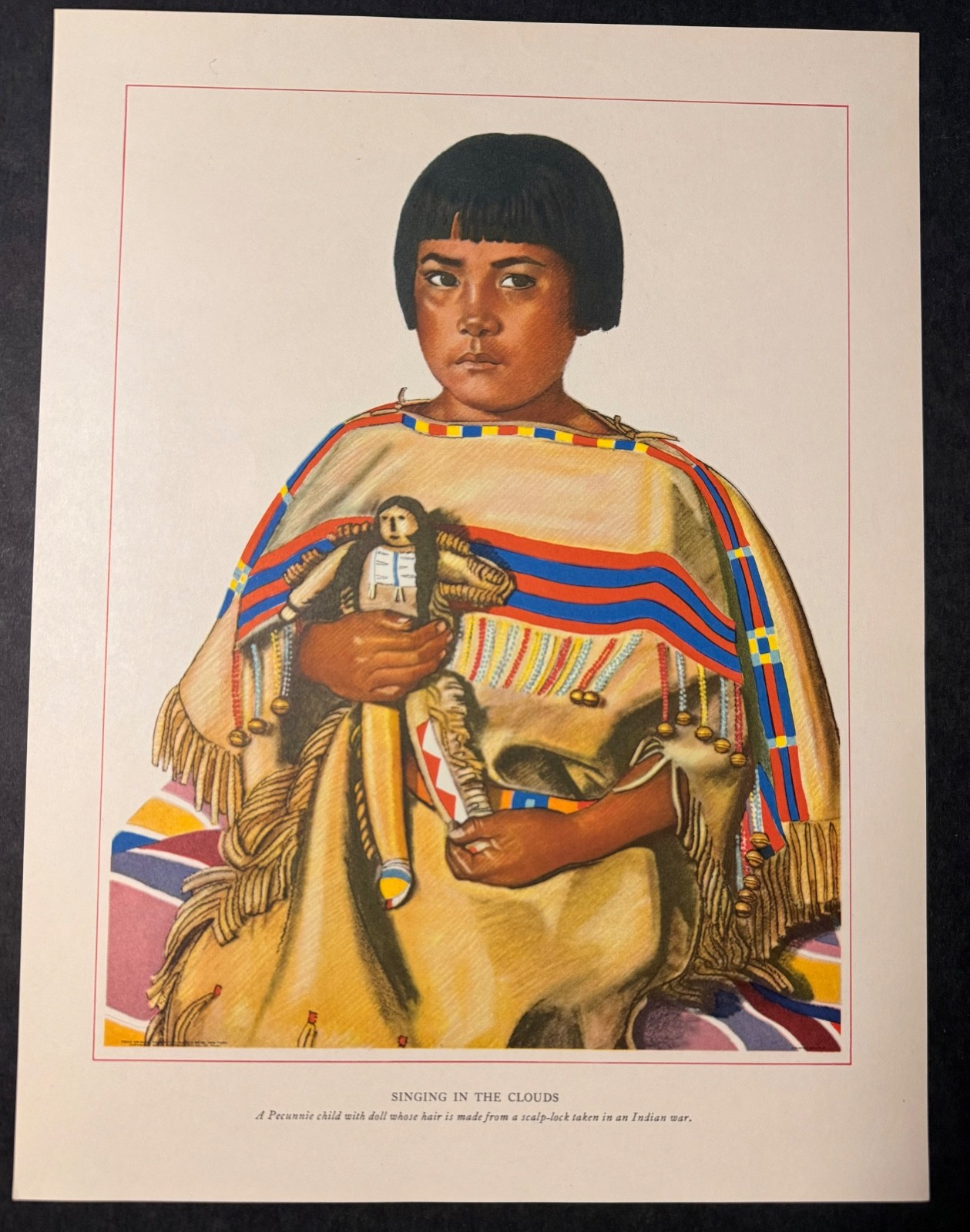 1947 Winold Reiss Print Blackfoot Indian Native American Litho Singing Clouds