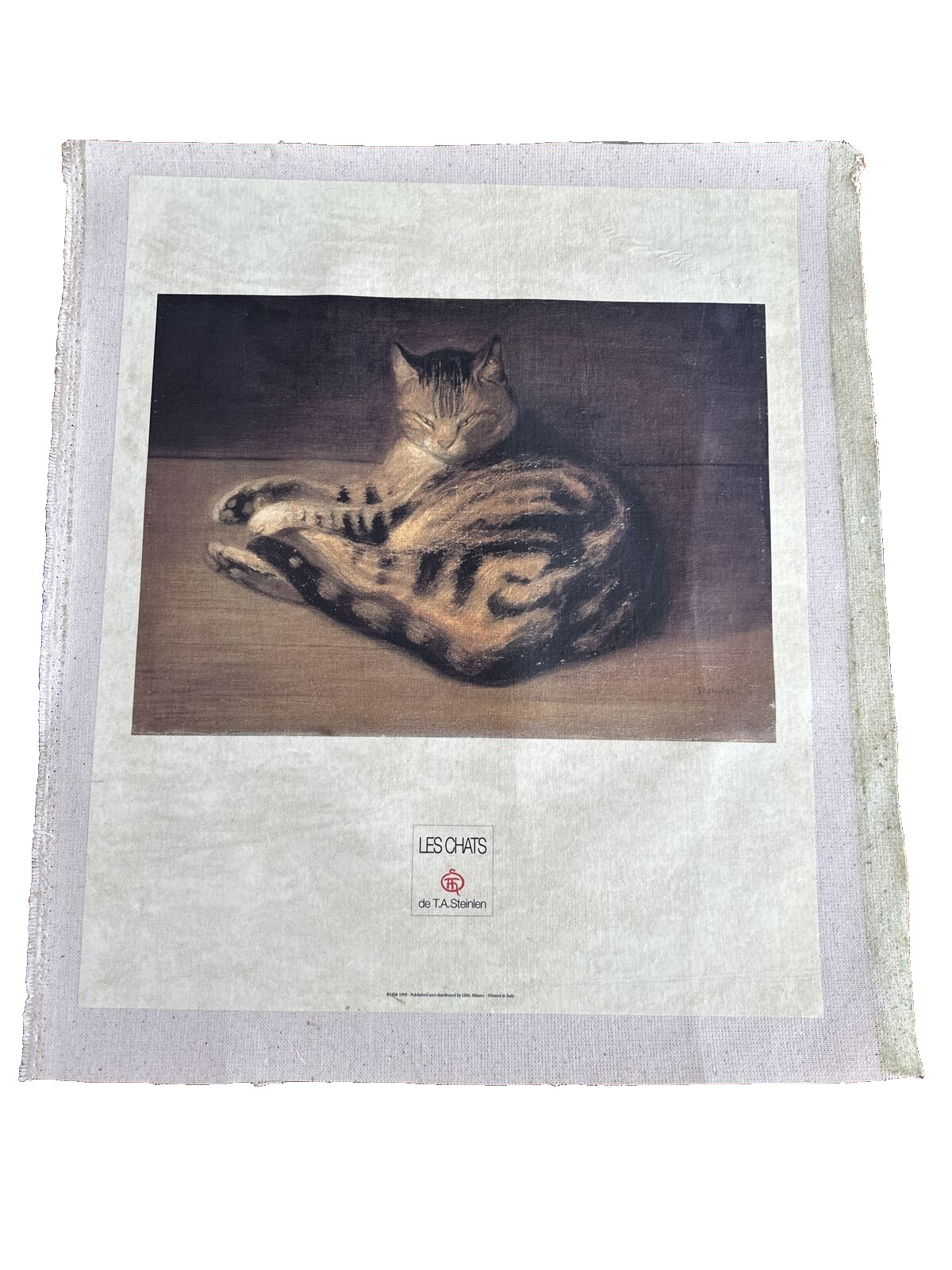 Recumbent Cat 1898 Théophile Alexandre Steinlen Art Print Flax Linen LEM 1993