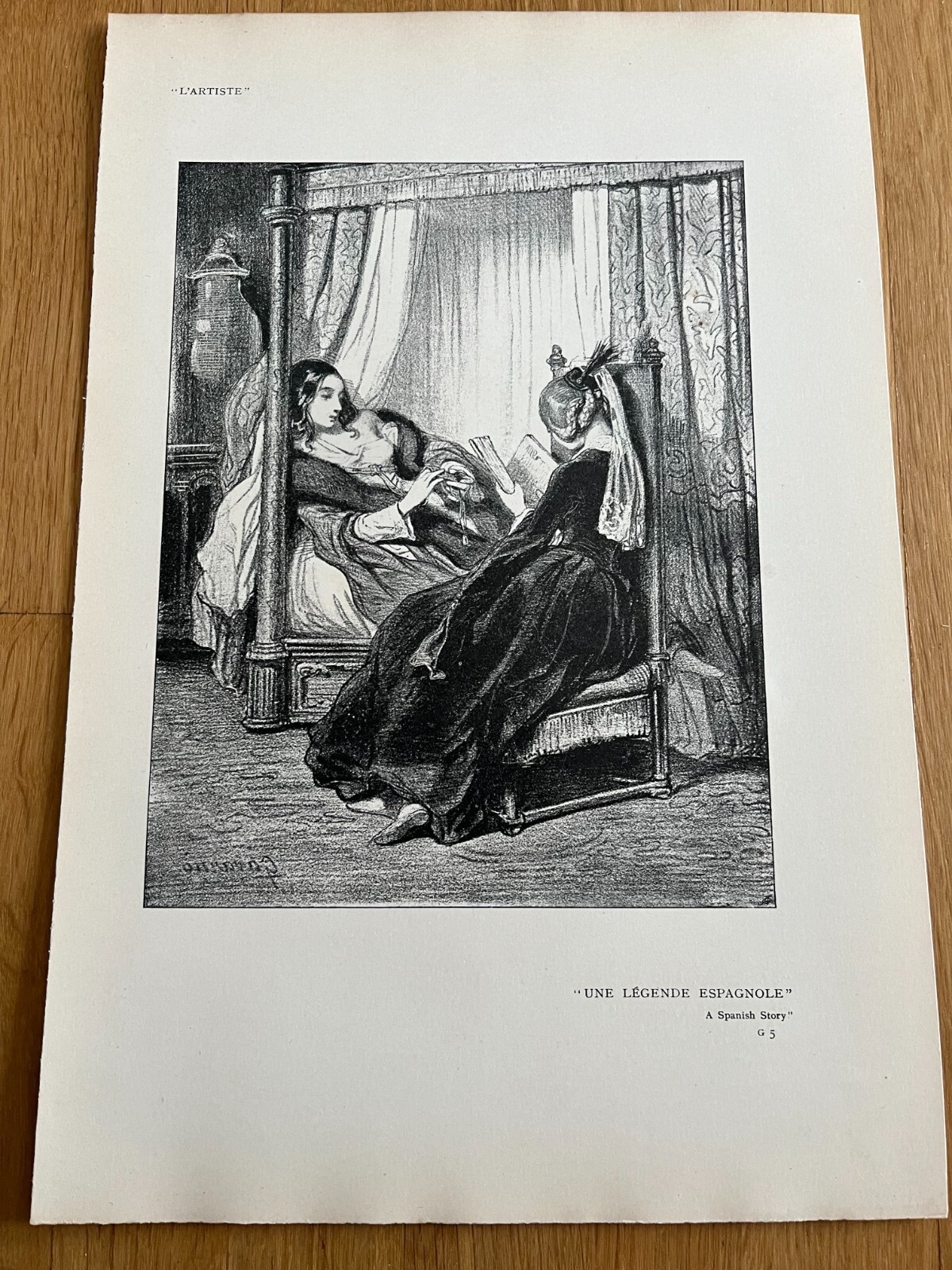1900s french double sided caracature print . a spanish story