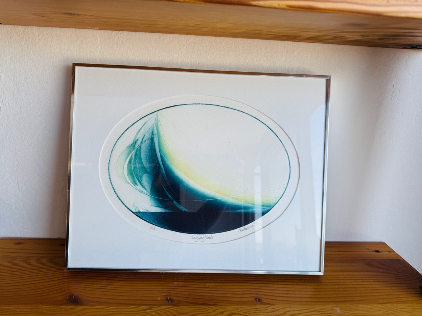 Vintage 1973 Donald Hugo Stoltenberg Surging Sails Color Etching Framed Art