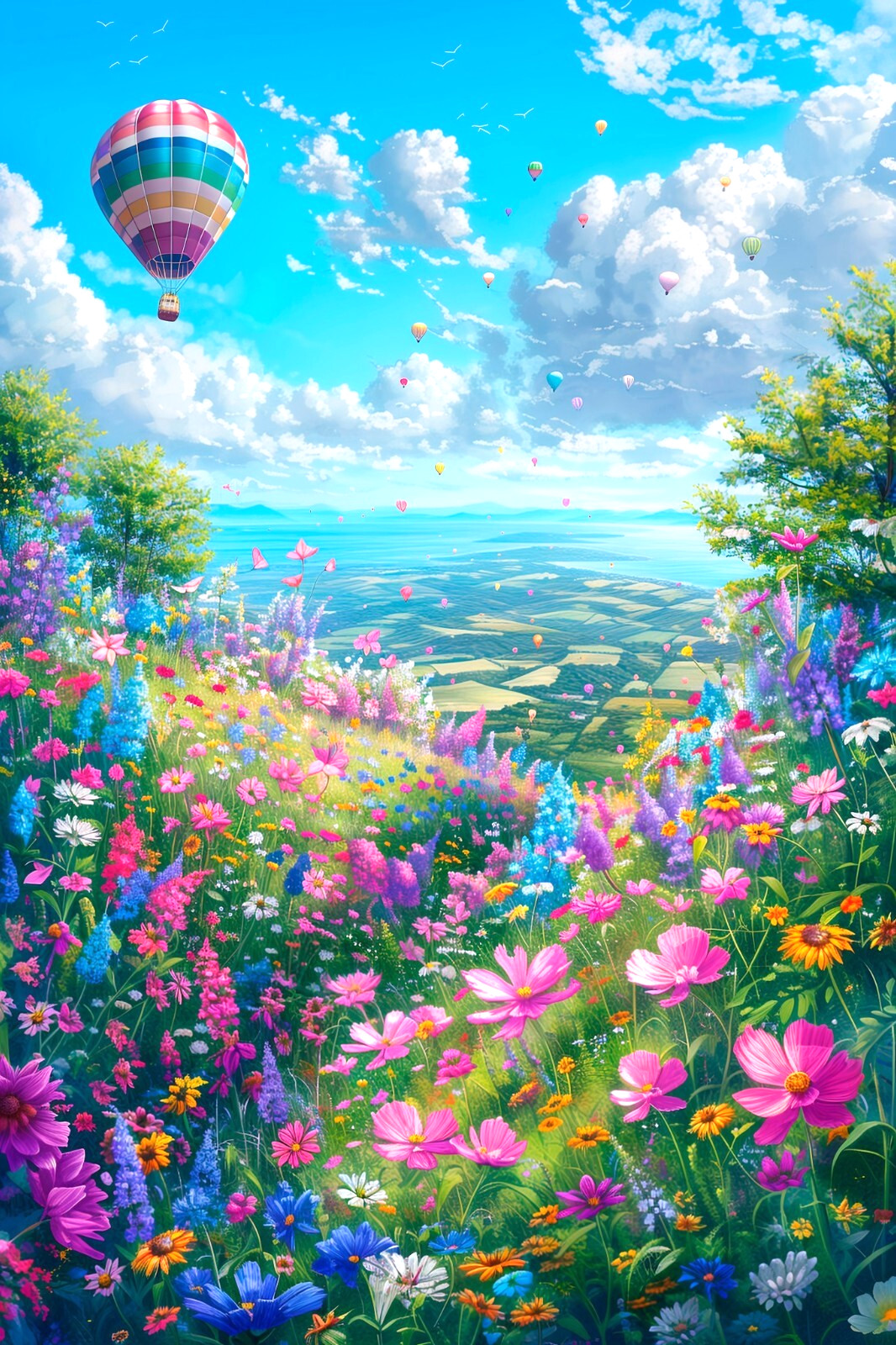 ACEO Artist Trading Card 2.5×3.5 Mini Art Print Air Balloon Festival Day