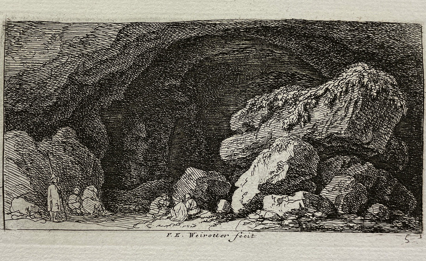 WEIROTTER `AT THE ENTRANCE TO THE GROTTO; FIGURES ́ W. 178 II; ETCHING, ~1767