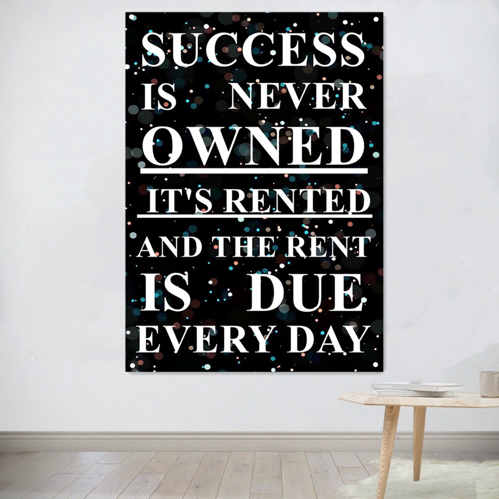 Motivational Quote Tapestry Wall Art for Home Office Gym Classroom Decor Canvas