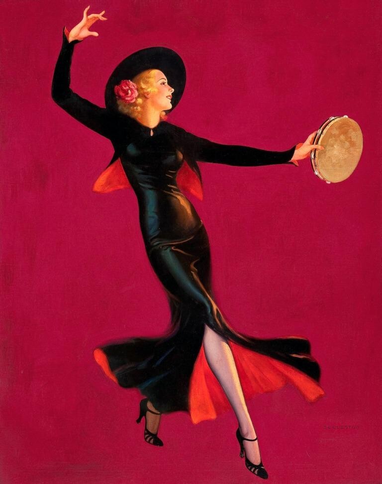 Tambourine Dancer Edward Mason Eggleston 1930 Vintage Art Deco Dance Print