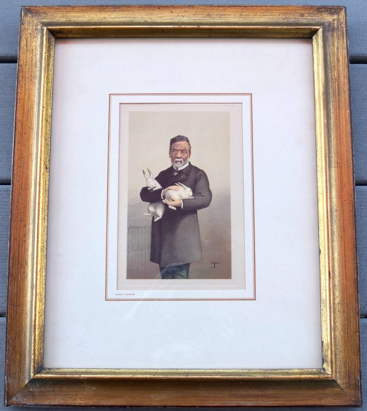 Louis Pasteur 1882 Vanity Fair Engraving By Theobald Chartran In Gold Frame
