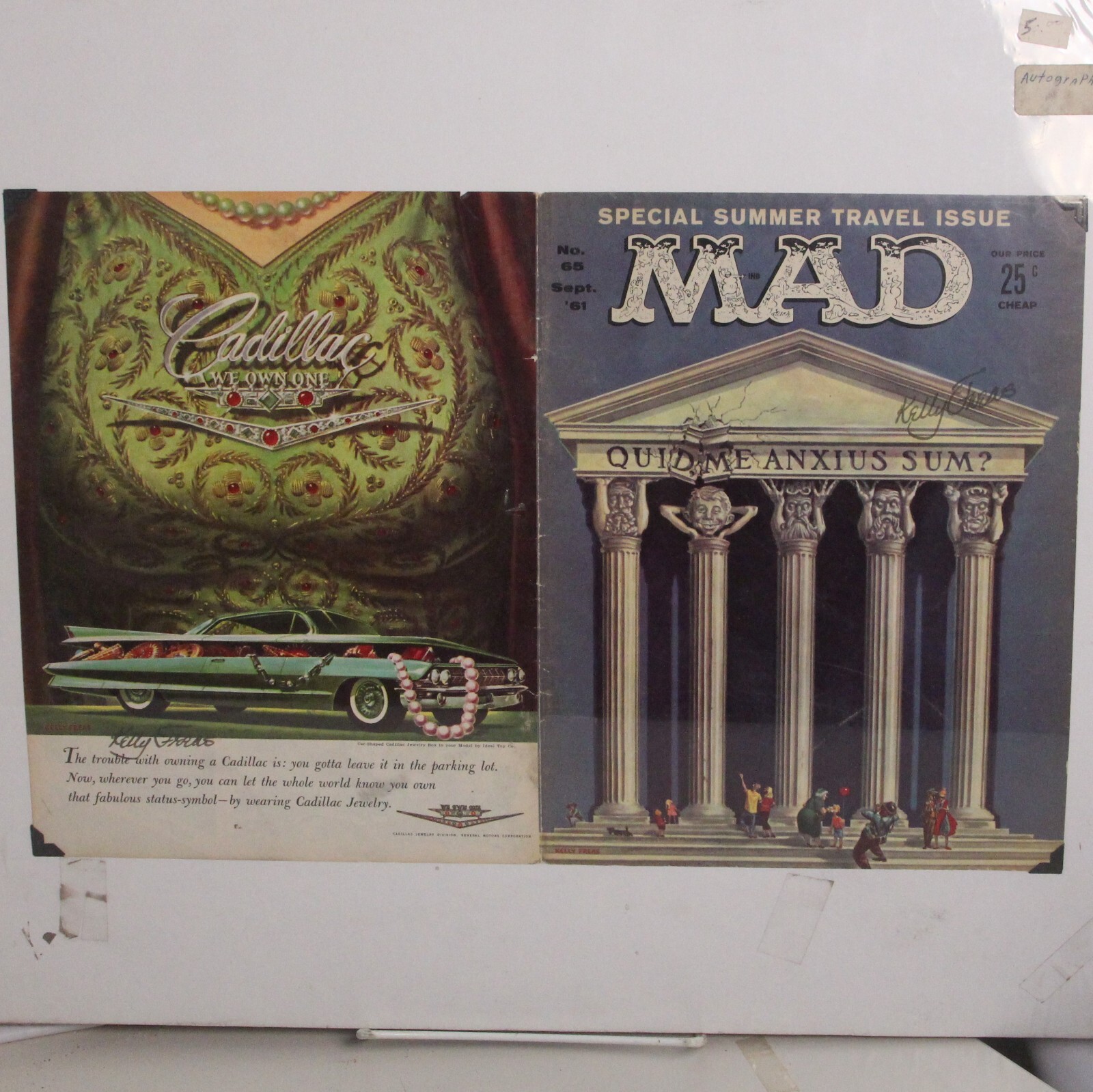 Mad Magazine No 62 Double Signed Kelly Freas 1961 Illustrator Front & Back Cover
